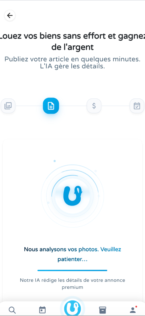 Illustration de notre technologie IA générant automatiquement une annonce de produit gratuite sur un smartphone
